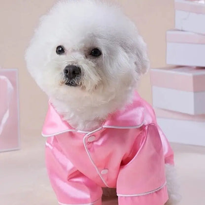 Silk Two-Legged Pajamas with Button Closure for Small Dogs and Cats - Elegant Pet Apparel