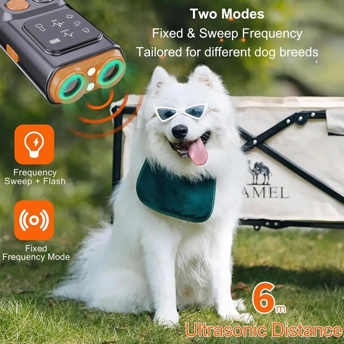 Pet Parade Ultrasonic Dog Bark Suppressor - 4 Training Modes, 50-Foot Range, Safe and Humane Handheld Device for Indoor and Outdoor Use