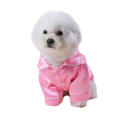 Silk Two-Legged Pajamas with Button Closure for Small Dogs and Cats - Elegant Pet Apparel