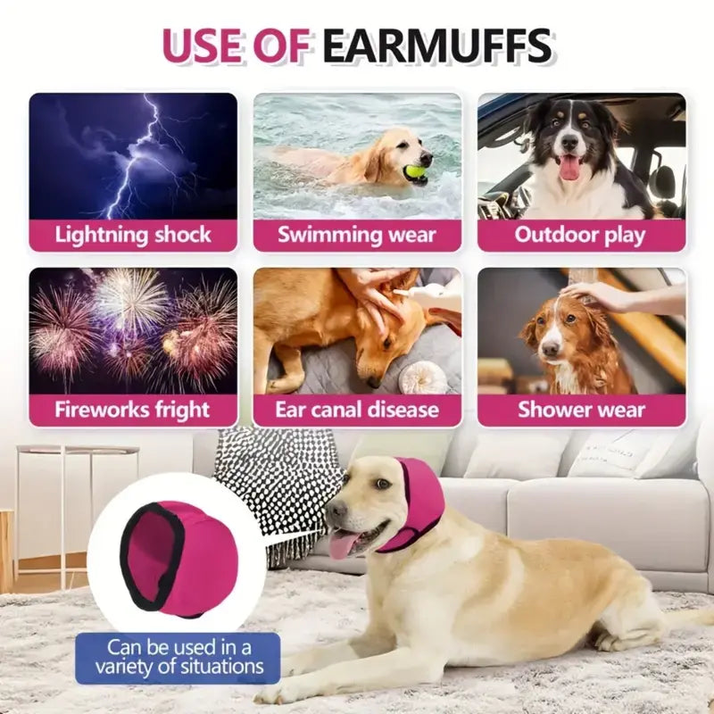 Professional Noise-Canceling Dog Ear Muffs - for Swimming/Thunderstorms/Vet Visits | Breathable Memory Foam, Puppy to Adult Dogs | Anxiety Relief & Secure Fit
