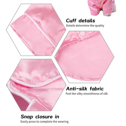 Silk Two-Legged Pajamas with Button Closure for Small Dogs and Cats - Elegant Pet Apparel