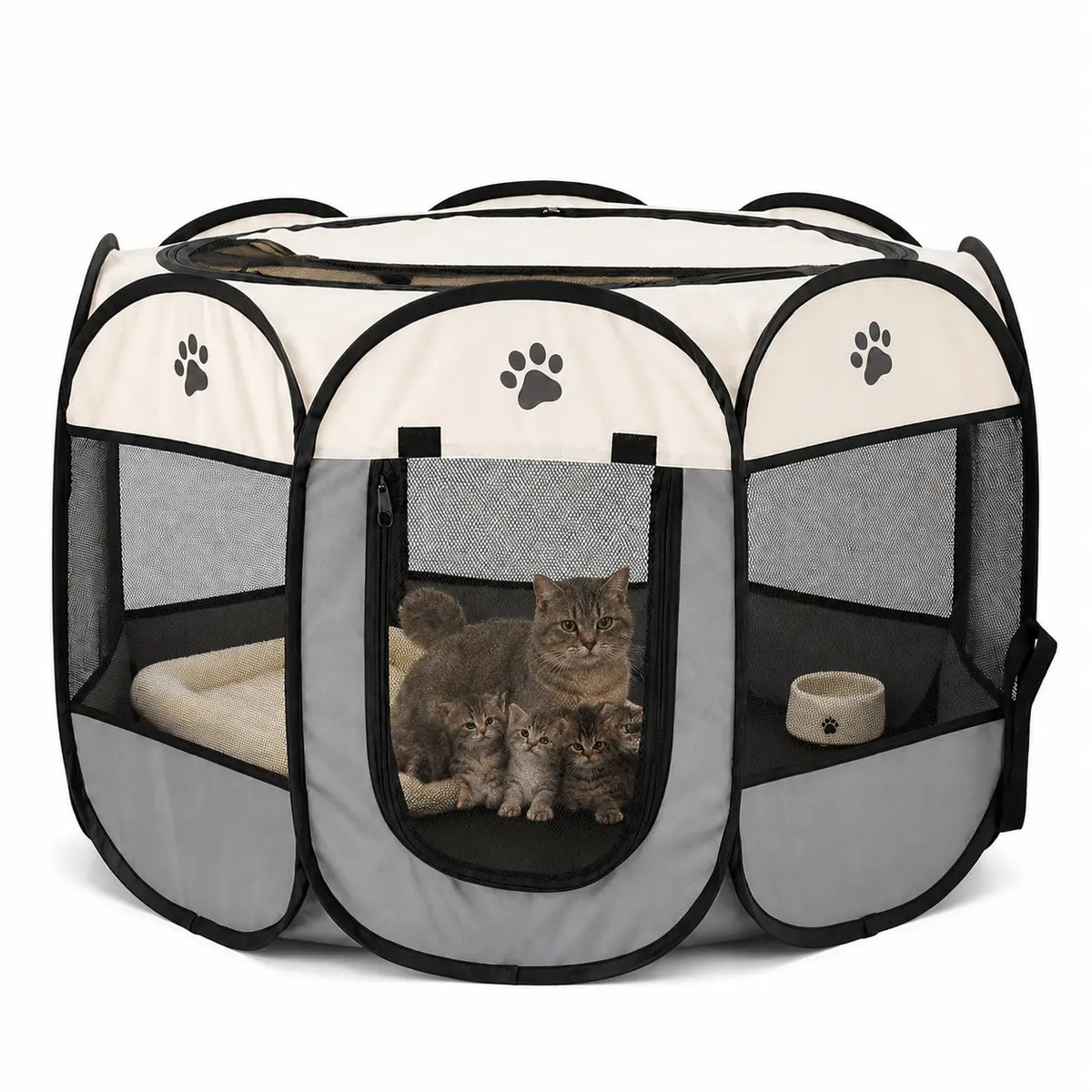 Portable Foldable Pop-Up Pet Playpen for Small Dogs & Cats - Breathable Mesh, Oxford Fabric, Safe Locks, Easy Cleanup, Universal Fit, Camping Indoor/Outdoor Enclosure with Carry Bag (Ideal for Rabbits)